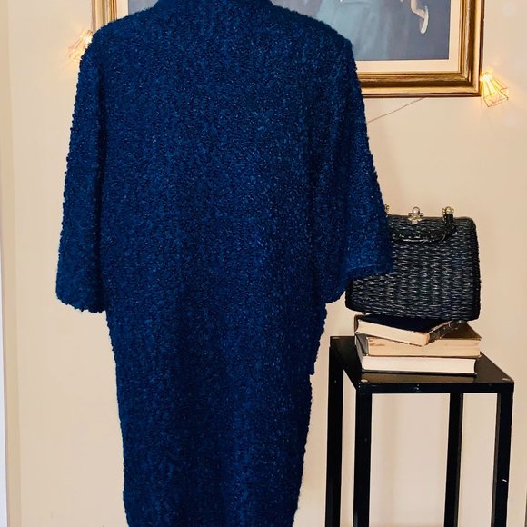 Vintage 1950s Blue Textured Coat by Davison's Exce - Picture 2 of 2